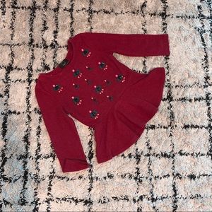Red Beaded Wool Peplum